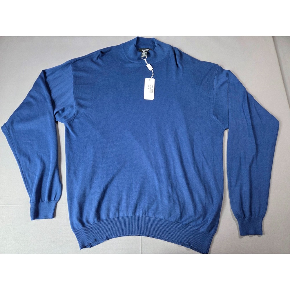 Toscano Sweater Mens Extra Large Blue Turtle Neck Italy Sweatshirt Rayon Blend